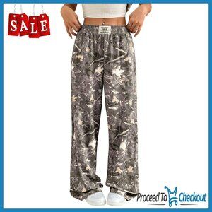 Women's Camo Sweatpants High Waisted Wide Leg Joggers Y2K